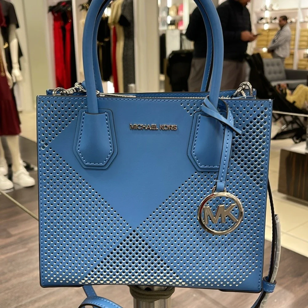 Michael Kors Perforated Leather Tote in Light Blue